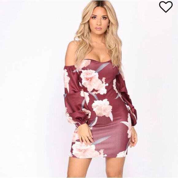 Fashion Nova Off Shoulder Floral Mini Dress - Picture 1 of 9